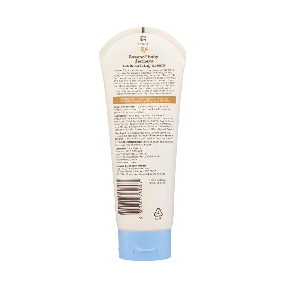 Aveeno Baby Dermexa Fragrance Free Eczema Prone Sensitive Moisturising Cream - 206g
