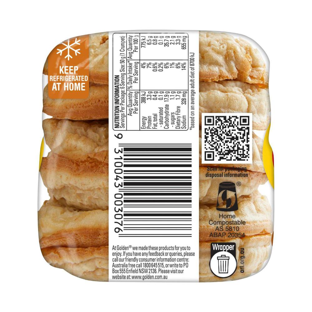 Golden Crumpet Rounds Wholemeal - 300g