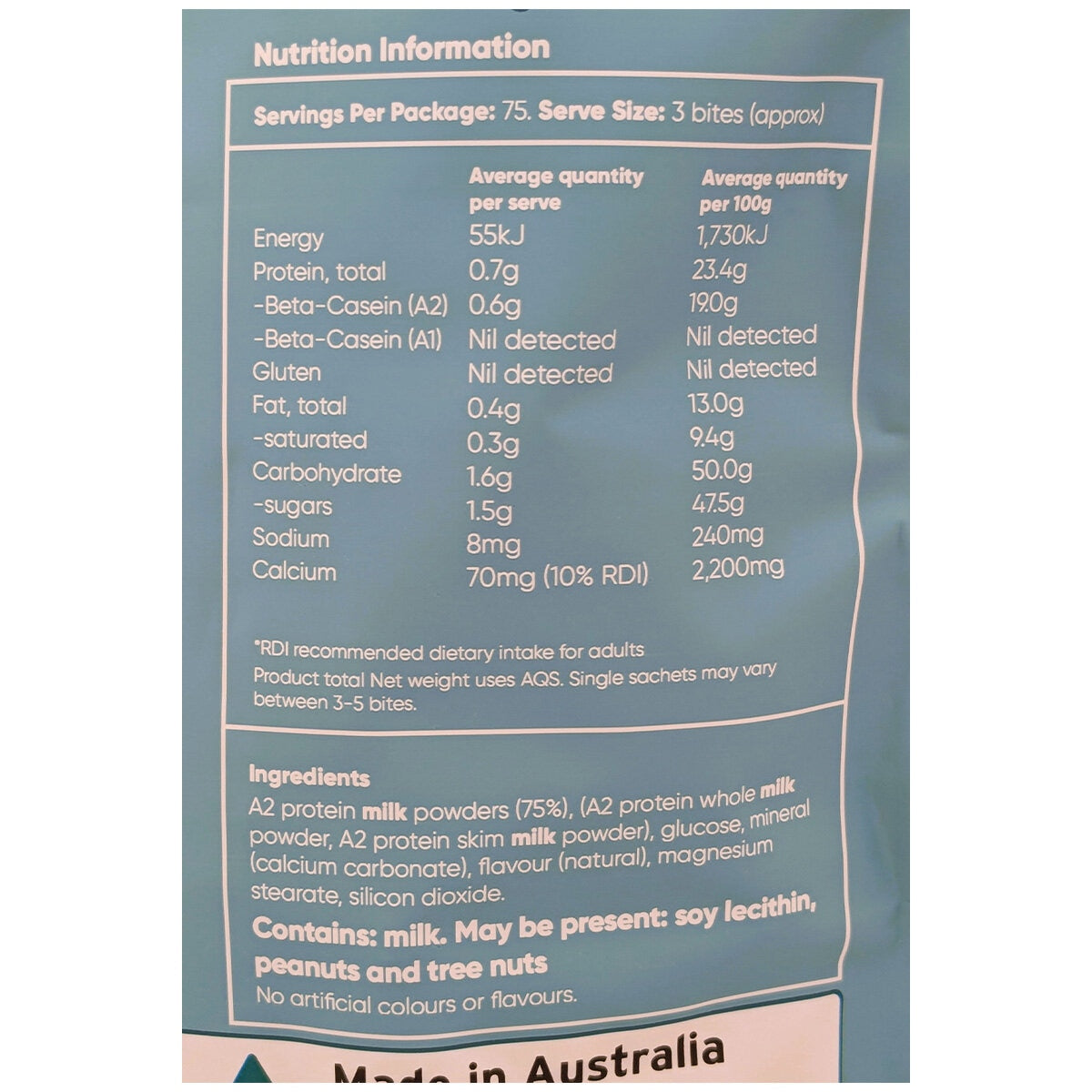Ozi Choice A2 Milky Bites Vanilla Australian Cow-Shaped Calcium Bites 300g