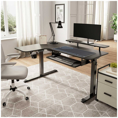 Eureka L Shaped Electric Standing Desk Left Side ERK-L60L-B-PRO-US Black