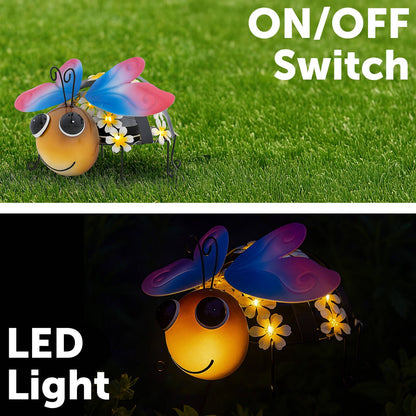 Click Solar Metal Animal Light Bee - Yellow/Pink