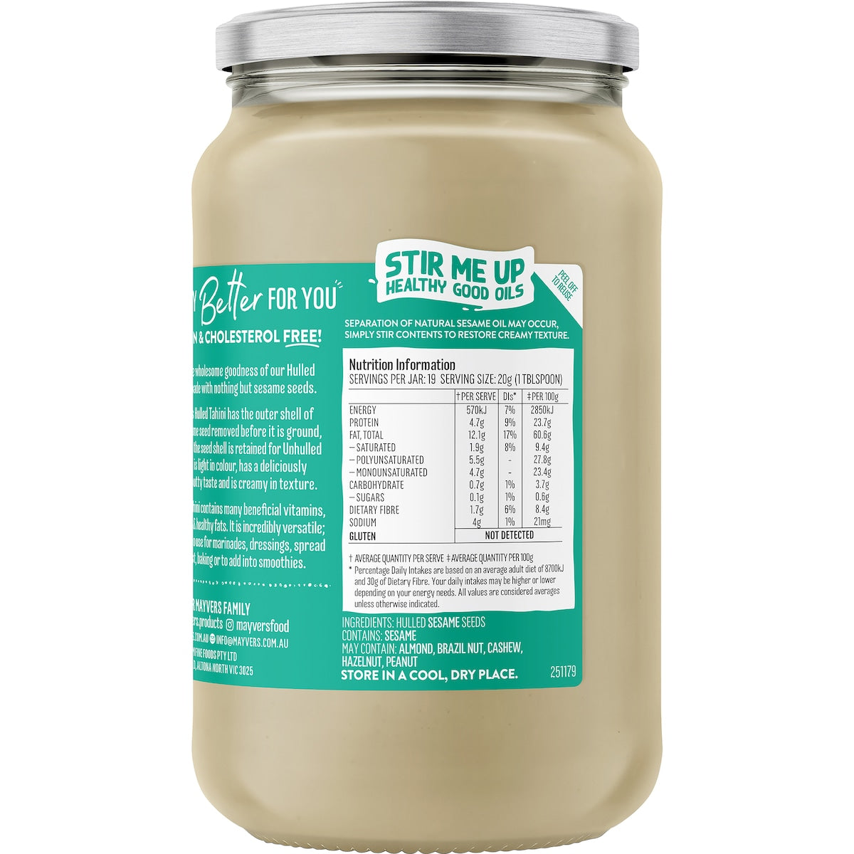 Mayvers Hulled Tahini Spread 385g