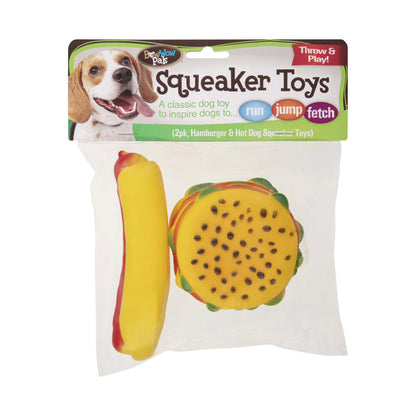Bow Wow Pals Squeaker Toy Hamburger & Hot Dog - 2 pack