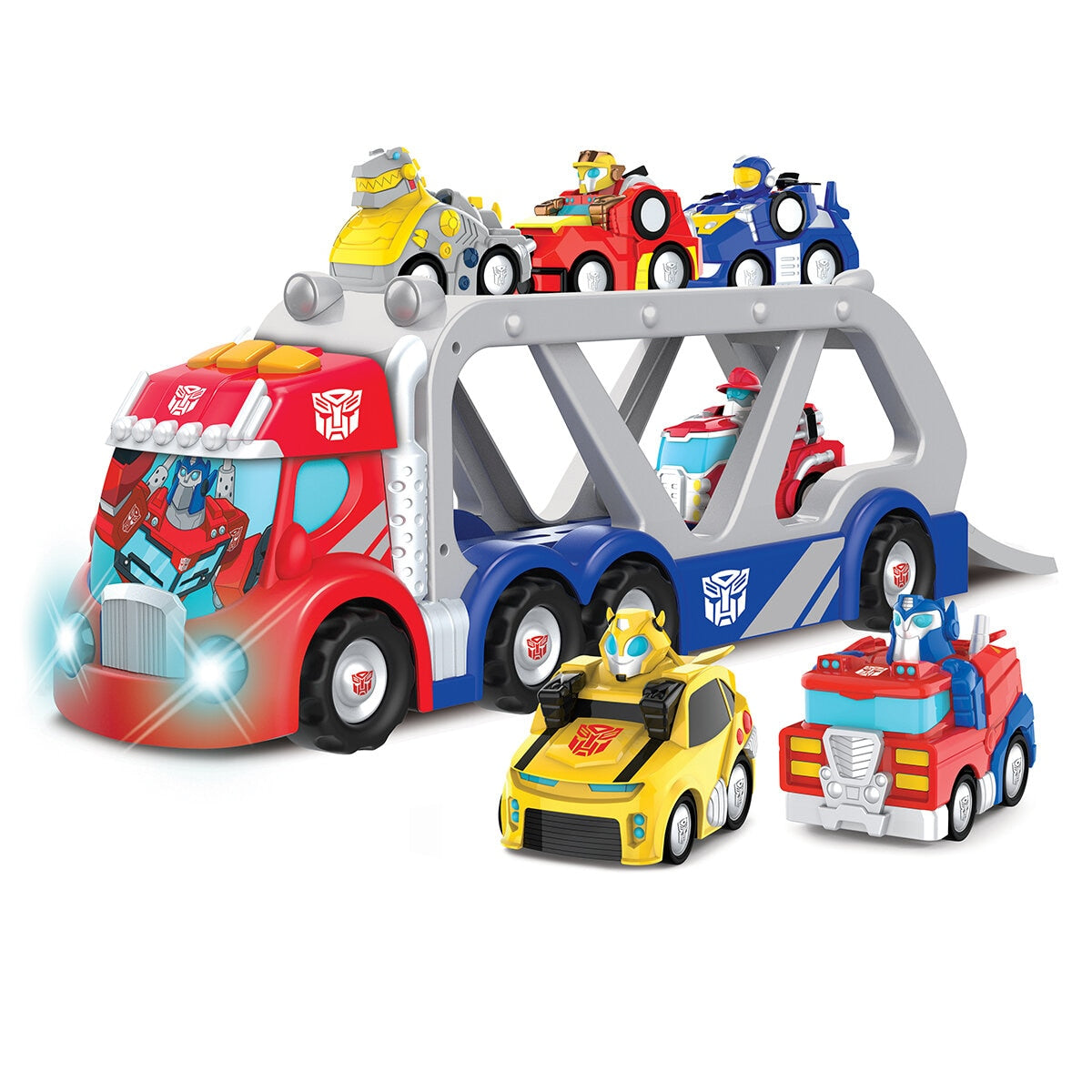 Hasbro Lights And Sounds Extra Large Hauler With 6 Vehicles Rescue Bots