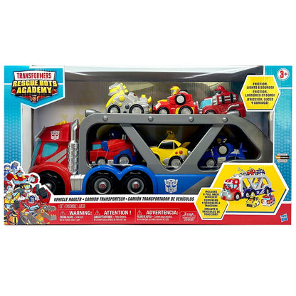Hasbro Lights And Sounds Extra Large Hauler With 6 Vehicles Rescue Bots