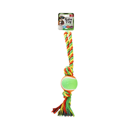 Bow Wow Knot Rope Tug With Tennis Ball Toy - 1 pack