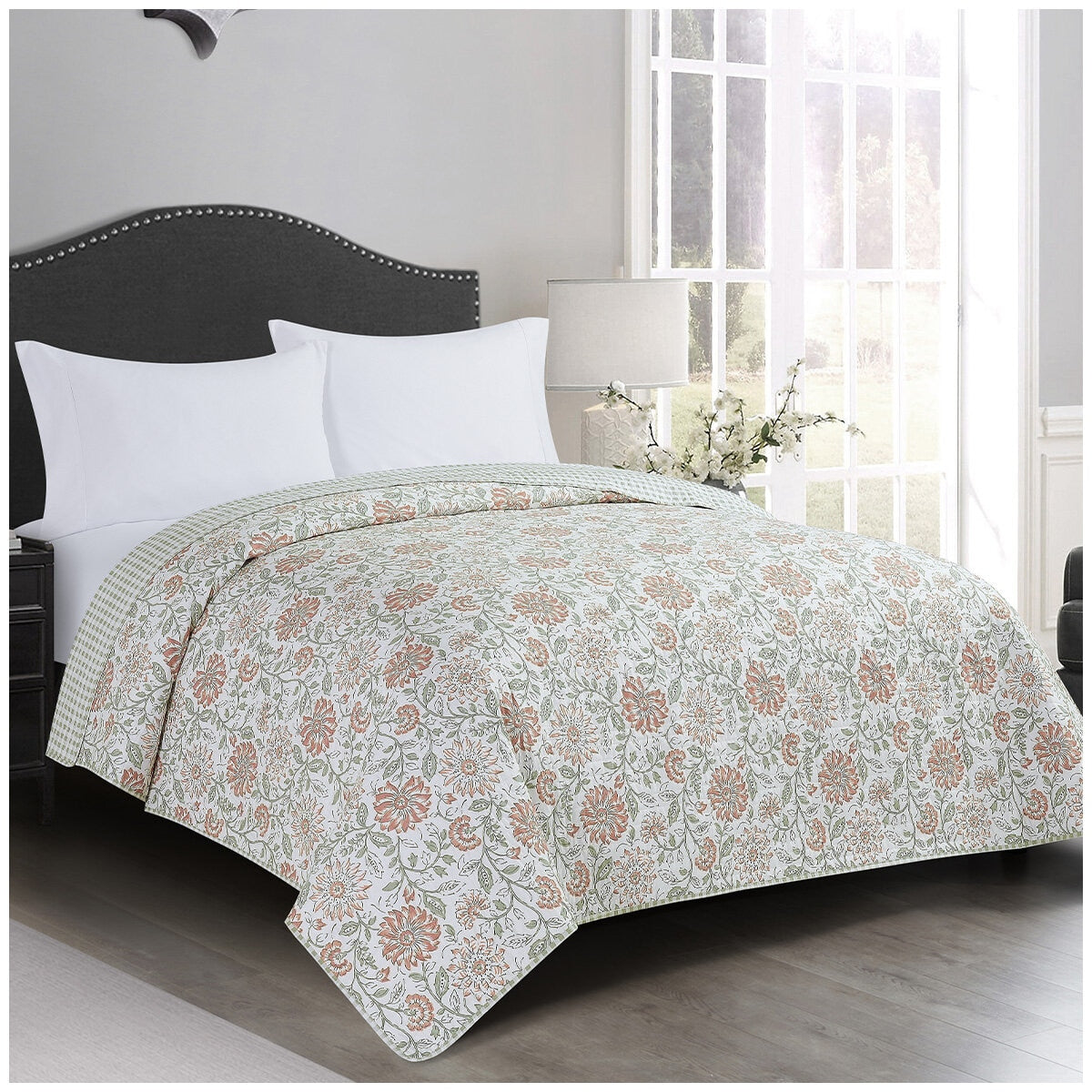 Fraiche Maison Microfiber Quilt King Genevieve Floral