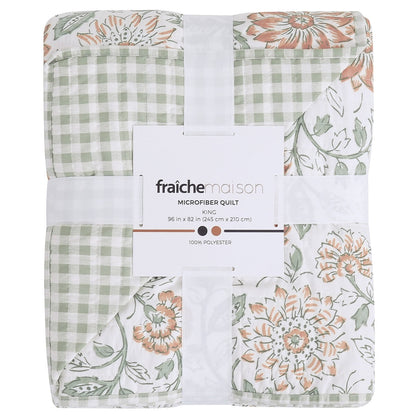 Fraiche Maison Microfiber Quilt King Genevieve Floral