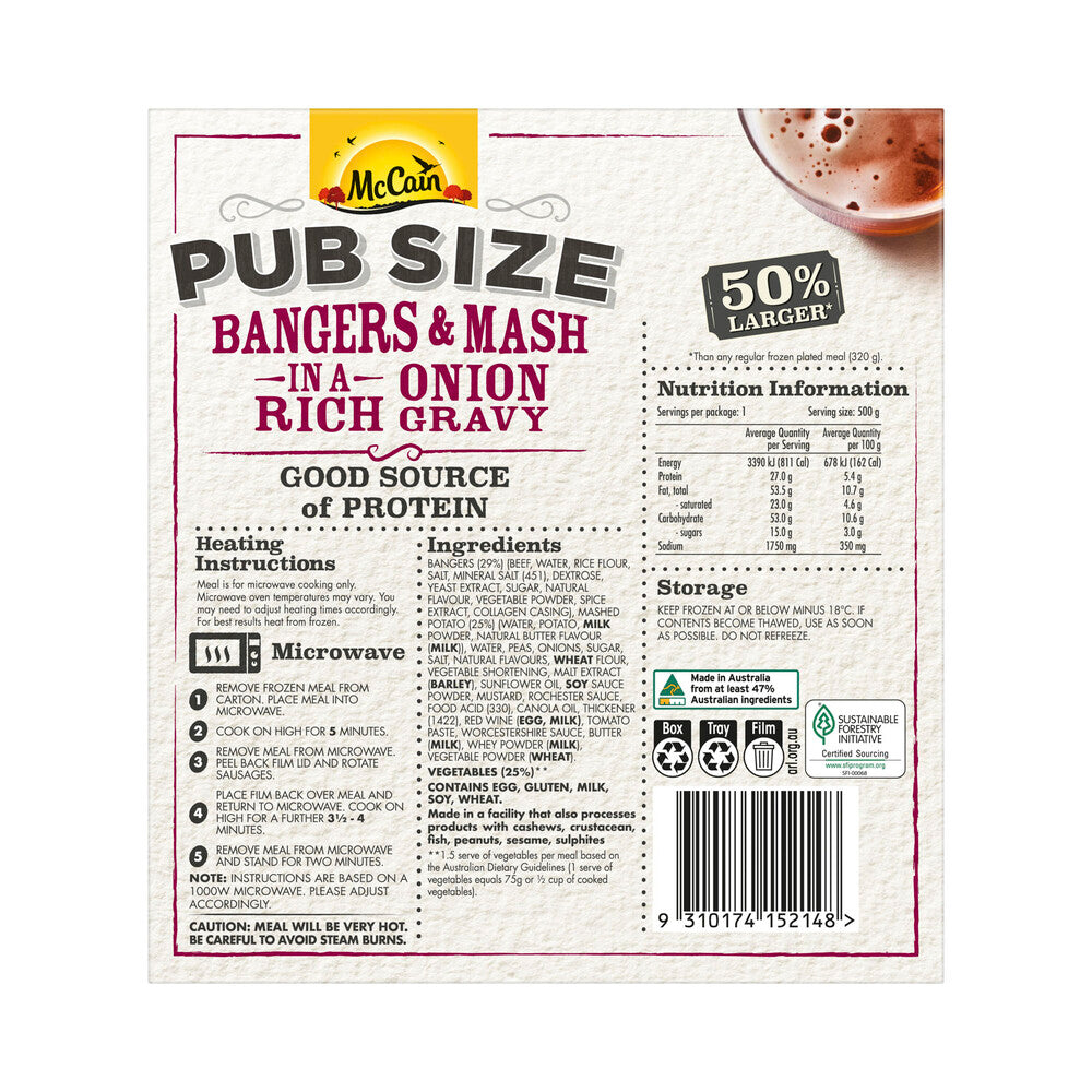McCain Pub Size Bangers & Mash - 500g