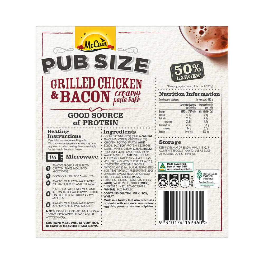 McCain Pub Size Chicken & Bacon Bake - 480g