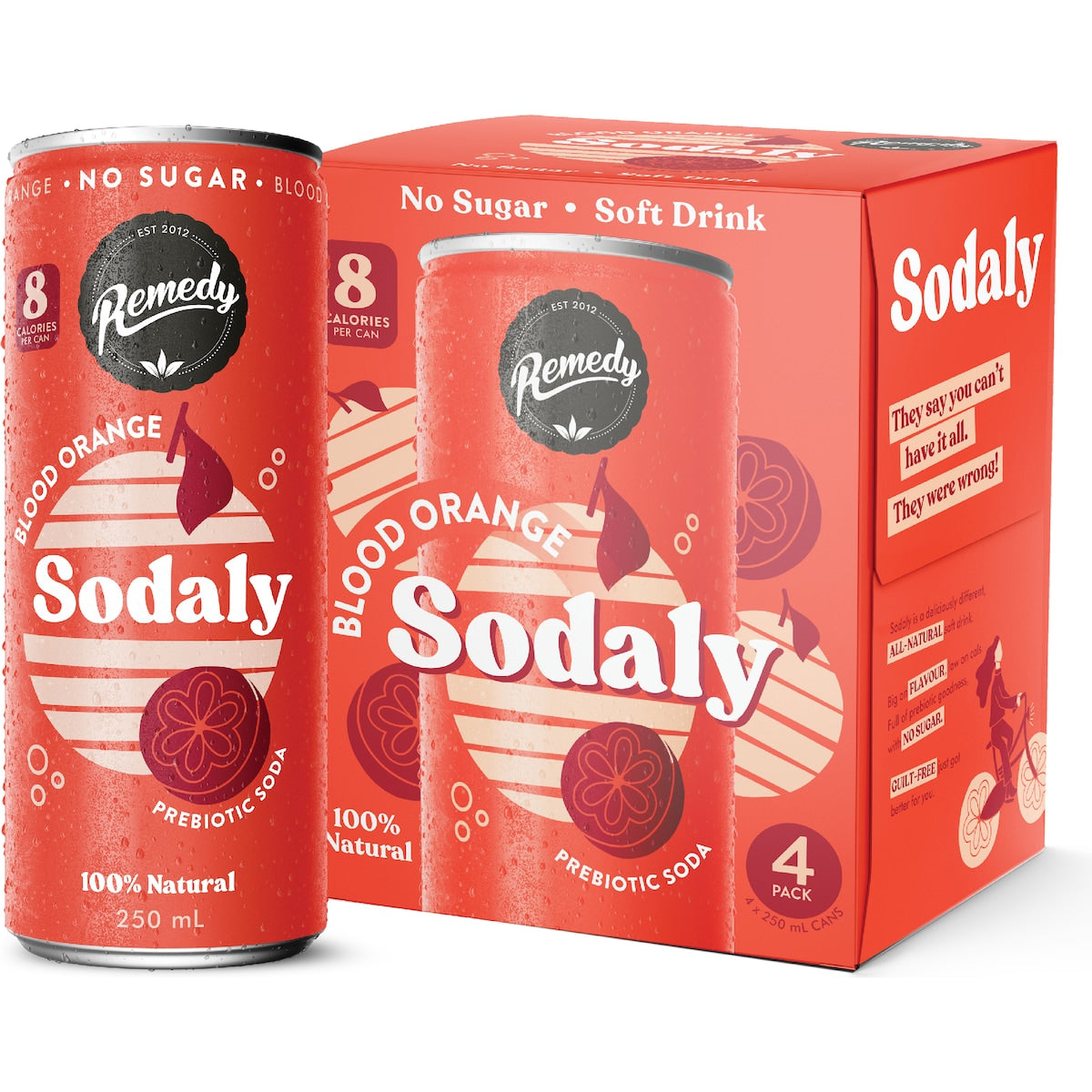 Remedy Sodaly Blood Orange 250ml X 4 Pack