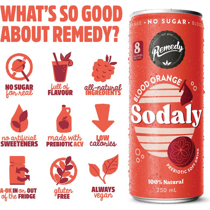 Remedy Sodaly Blood Orange 250ml X 4 Pack