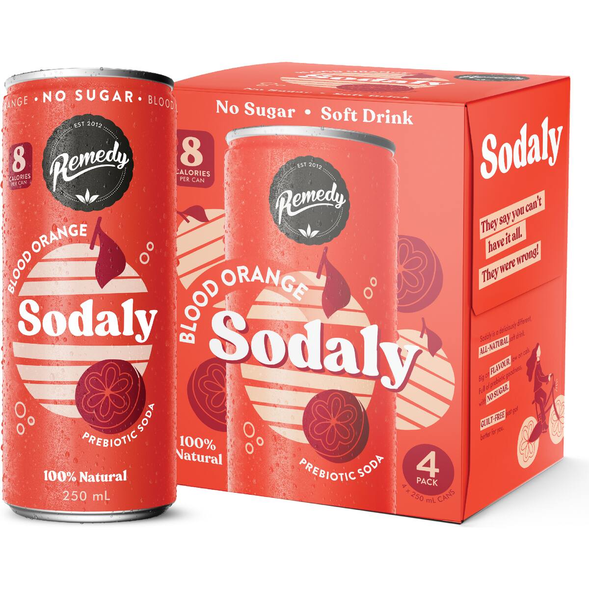Remedy Sodaly Blood Orange 250ml X 4 Pack