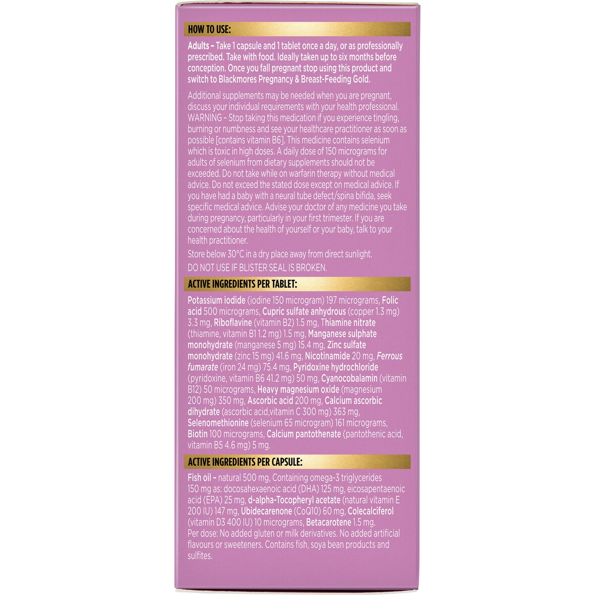 Blackmores Conceive Well Gold Preconception Vitamin 56 pack