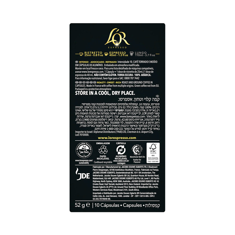 L'OR Espresso Supremo Intensity 10 Coffee Capsules 52g - 10 Pack