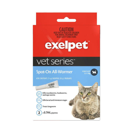 Exelpet Vet Series Spot On All Wormer Treatment Cat - 2 pack