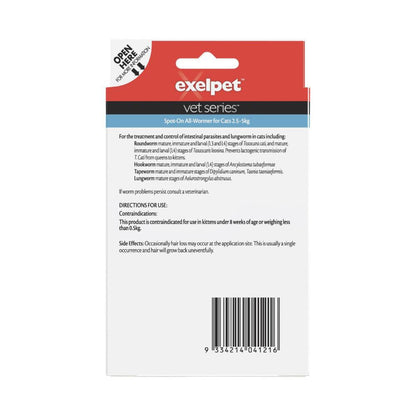 Exelpet Vet Series Spot On All Wormer Treatment Cat - 2 pack
