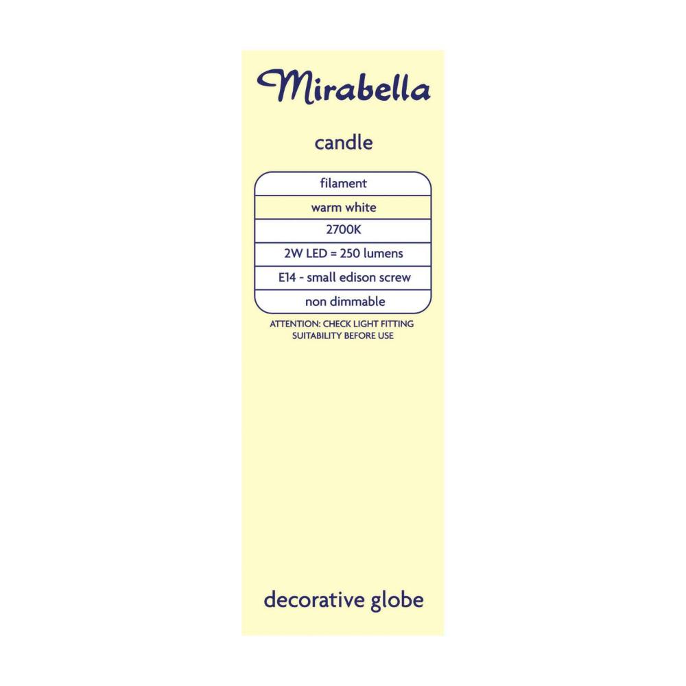 Mirabella Globe Led Small Edison Screw Candle ear 2 Watt 250 Lumens Warm White - 1 pack