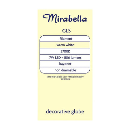Mirabella Globe Led Bayonet 7 Watt 806 Lumens Warm White - 1 pack