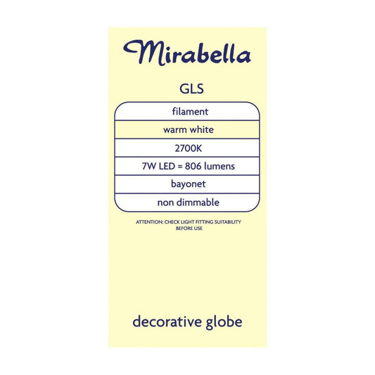 Mirabella Globe Led Bayonet 7 Watt 806 Lumens Warm White - 1 pack