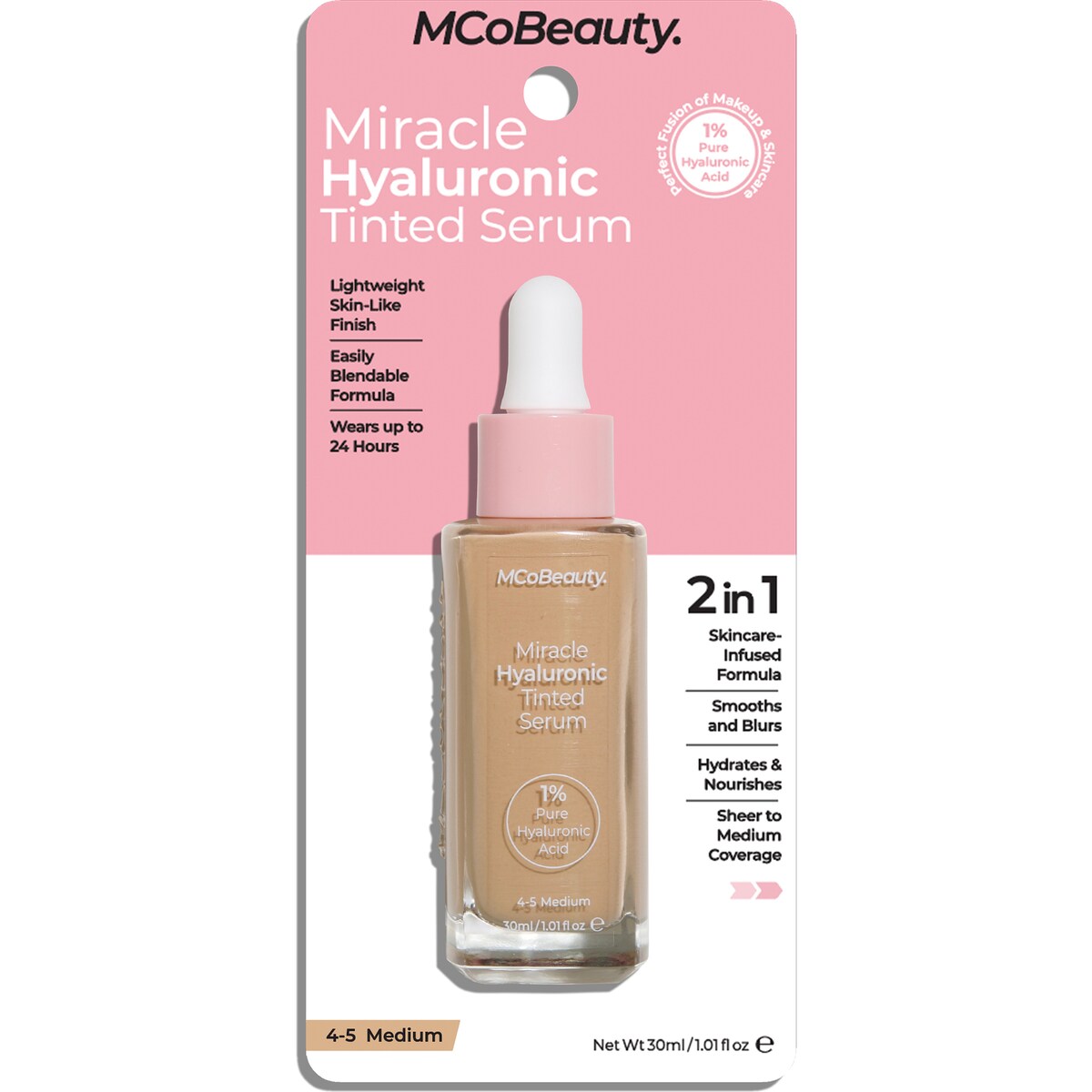 Mcobeauty Miracle Hyaluronic Tinted Serum 4-5 Medium 30ml