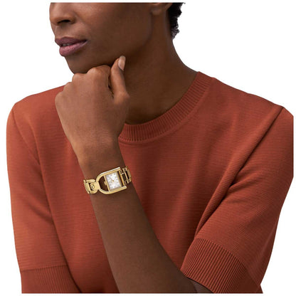 Fossil Harwell Gold Tone Women's Watch ES5327 - Silver Sunray Dial, Gold Tone Stainless Steel Bracelet