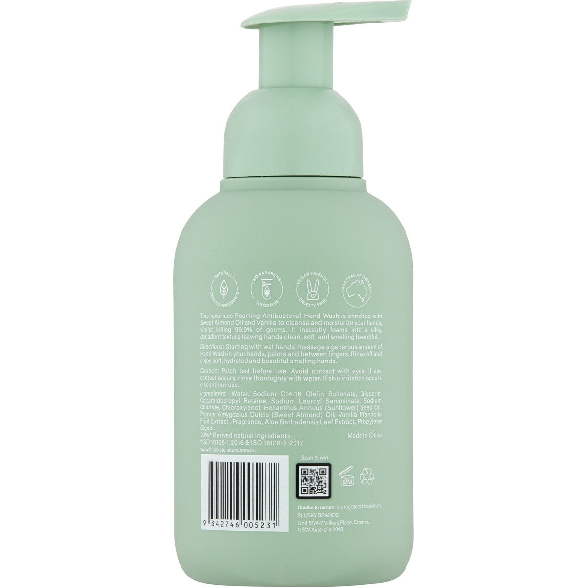 Thanks To Nature Foaming Hand Wash Nourish Sweet Almond & Vanilla 500ml