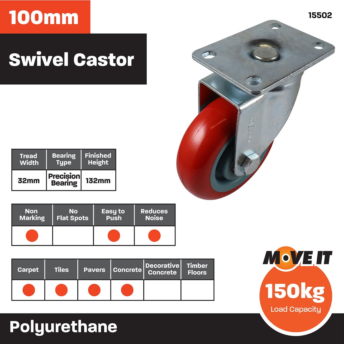Move It Swivel Castor - 100mm - 150kg