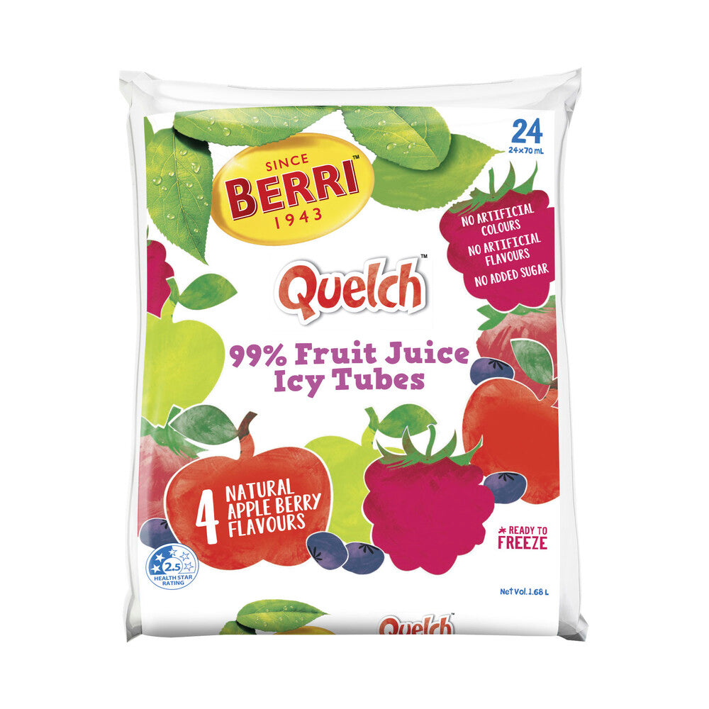 Berri Quelch Apple Berry Fruit Juice Icy Tubes 24 Pack - 1.68L