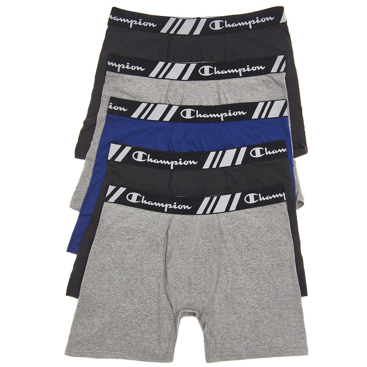 Champion Men's Boxer 5 Pack Charcoal Black Large