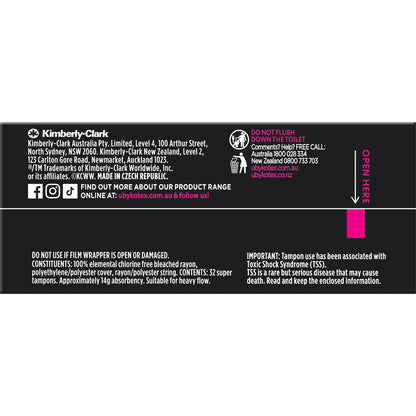 U By Kotex Tampons Super 32 Pack