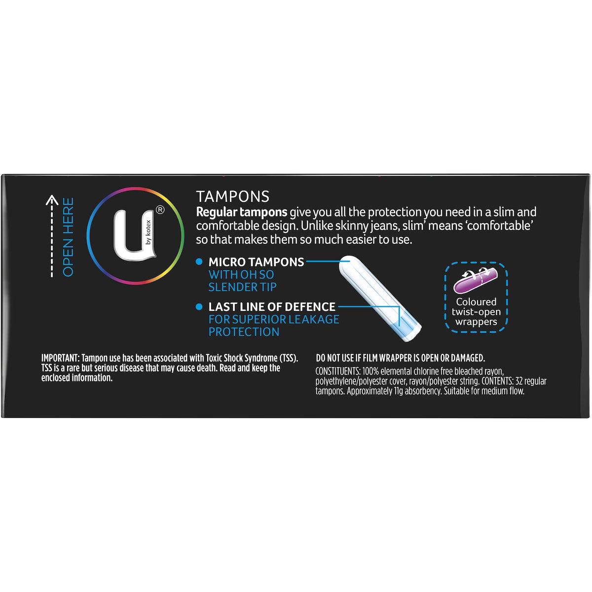 U By Kotex Tampons Regular 32 Pack