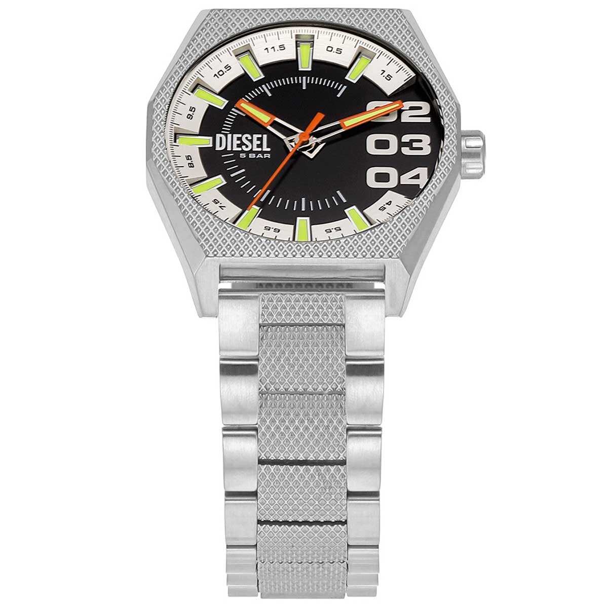 Diesel Scraper Stainless Steel Men's Watch DZ2172 43mm Black Sunray Dial Stainless Steel Bracelet