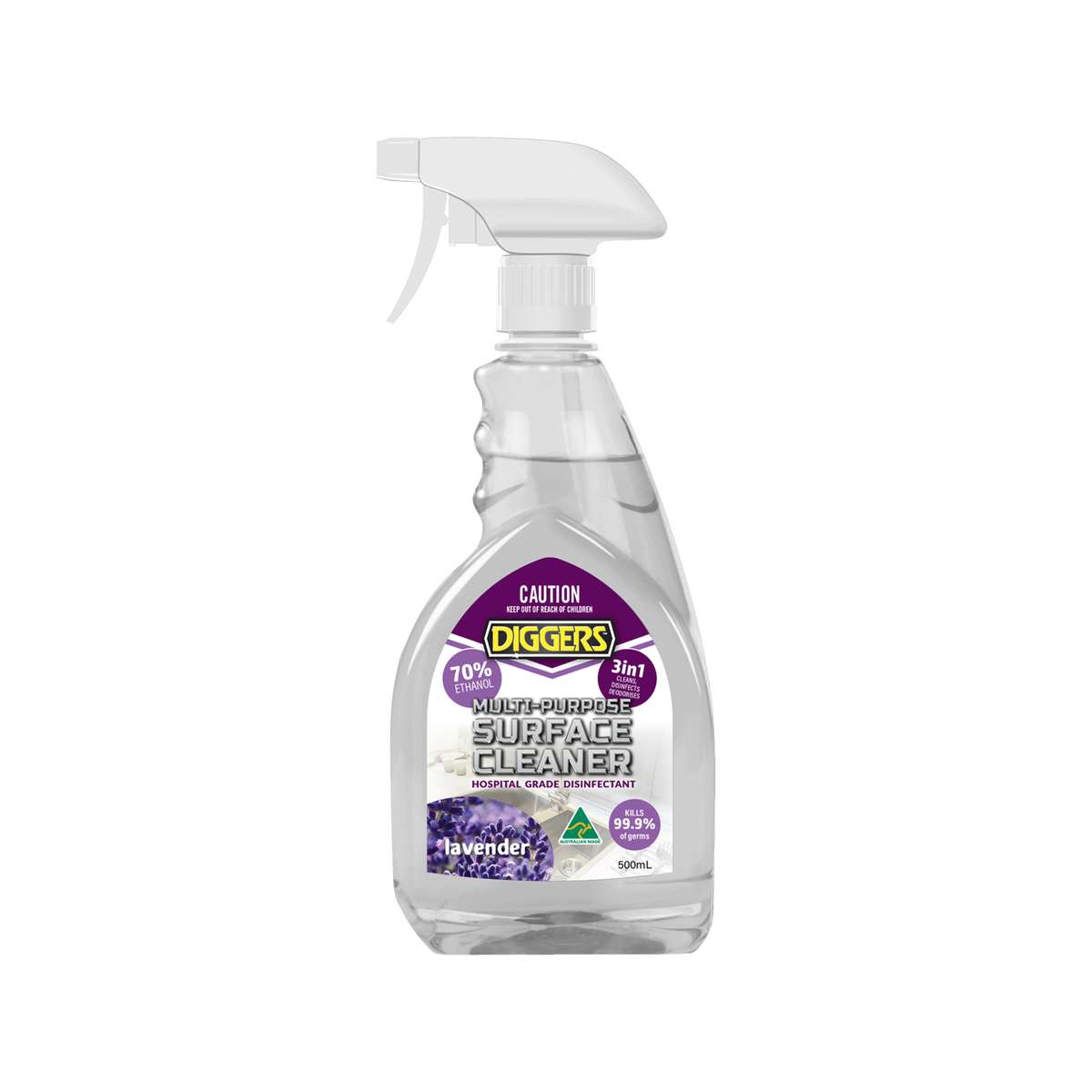 DIGGERS™ Multi-Purpose Surface Cleaner - 500ml - Denatured Alcohol - Lavender Scent