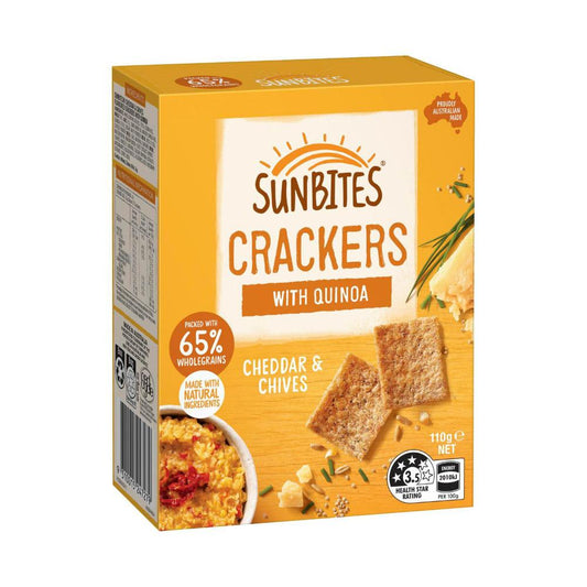 Sunbites Cheddar & Chives Snack Crackers With Quinoa Share Pack - 110g