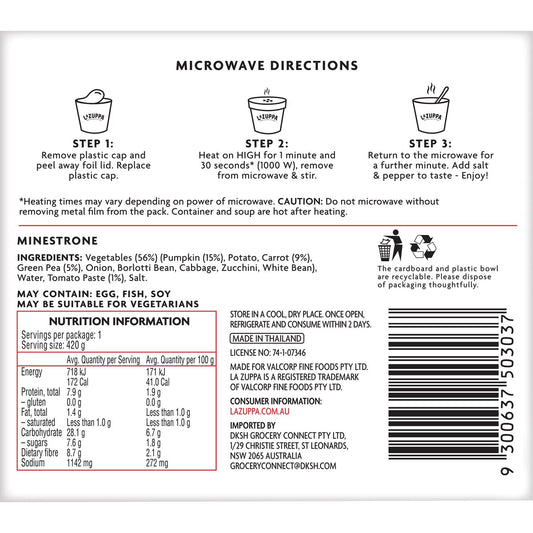 La Zuppa Microwave Soup Minestrone 420g