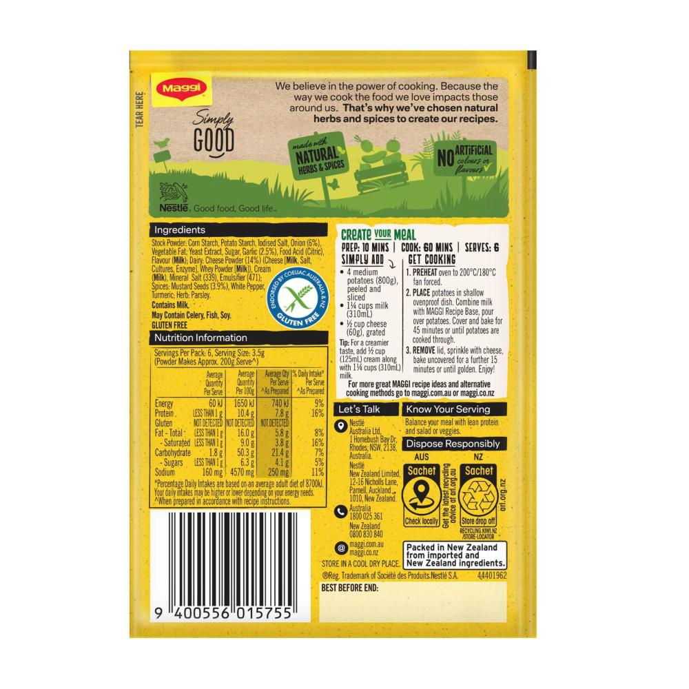 Maggi Gluten Free Side Dishes Three Cheese Potato Bake - 21g