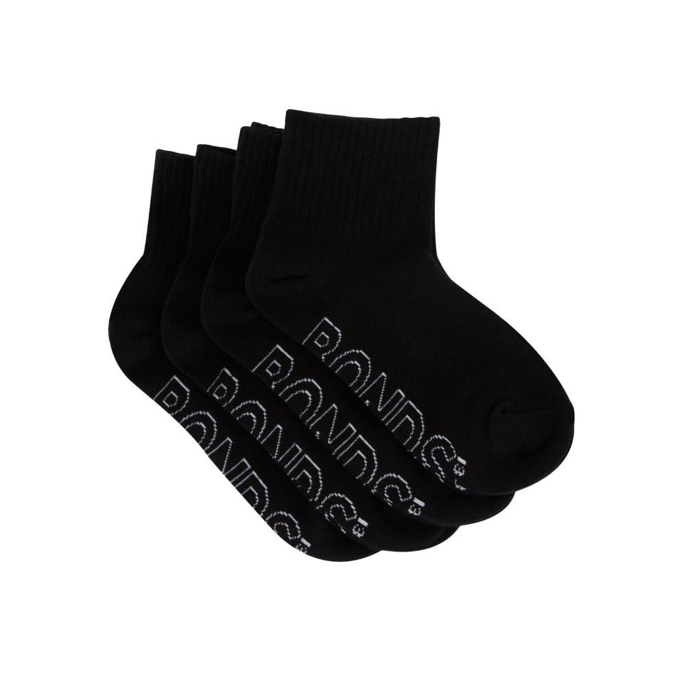 Bonds Kids Logo Light Quarter Crew Socks Size 13-34 - pack