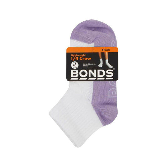 Bonds Kids Logo Light Quarter Crew Size 2 - 8 - 4 pack