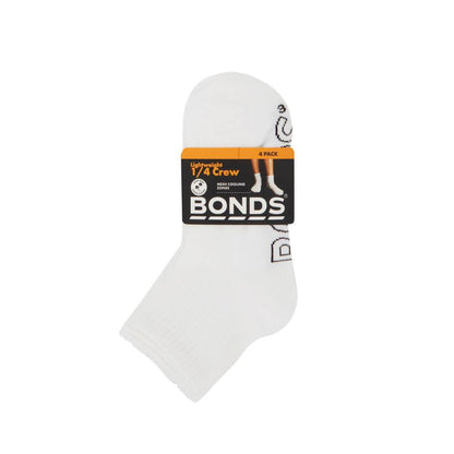 Bonds Kids Logo Light Quarter Crew Size 2 - 8 - 4 pack