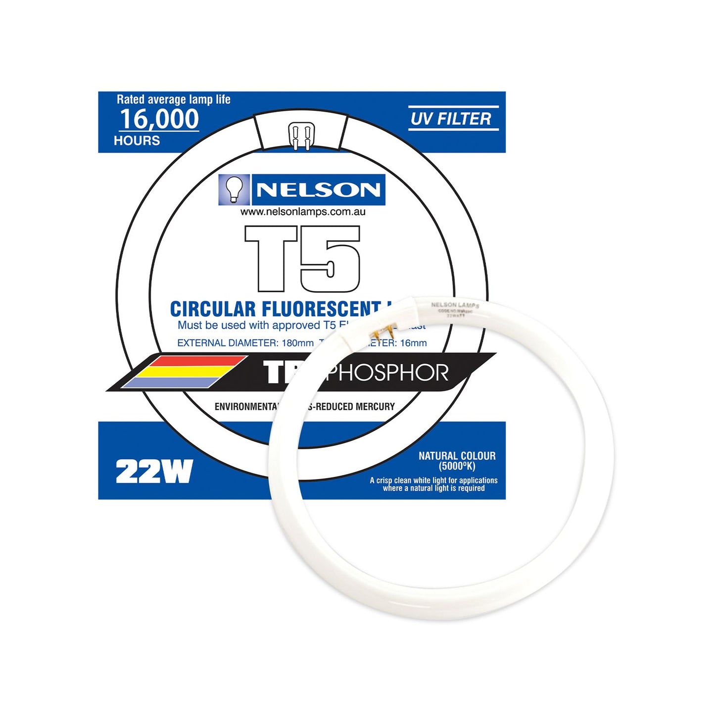 Nelson T5 Circular Fluorescent Tube - 22W - 185mm
