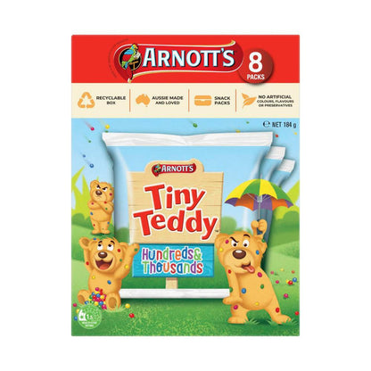 Arnott's Tiny Teddy Hundreds & Thousands Multipack 8 Pack - 184g