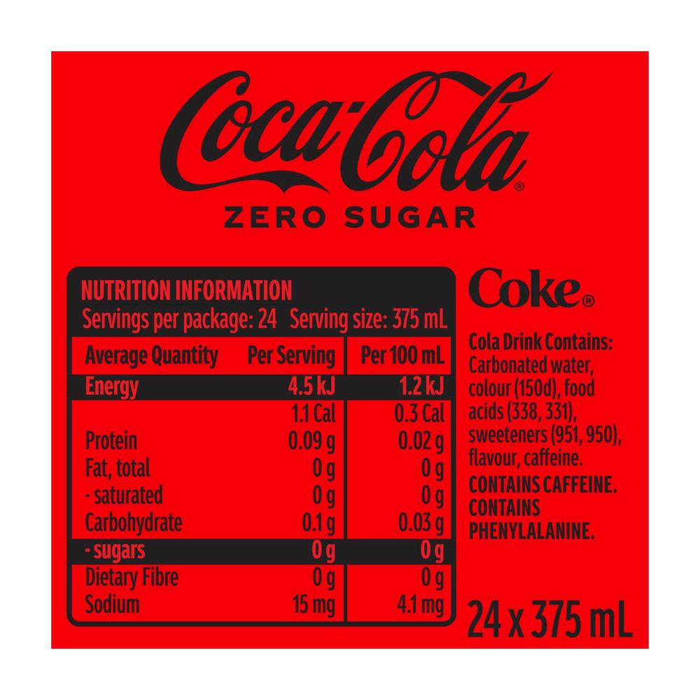 Coca-Cola Zero Sugar Soft Drink Multipack Cans 24x375ml