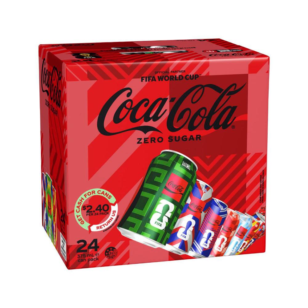 Coca-Cola Zero Sugar Soft Drink Multipack Cans 24x375ml