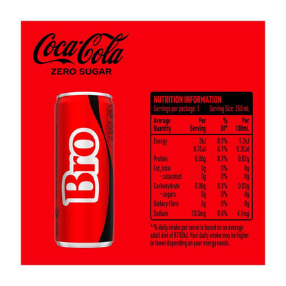 Coca-Cola Zero Sugar Soft Drink Can - 250mL