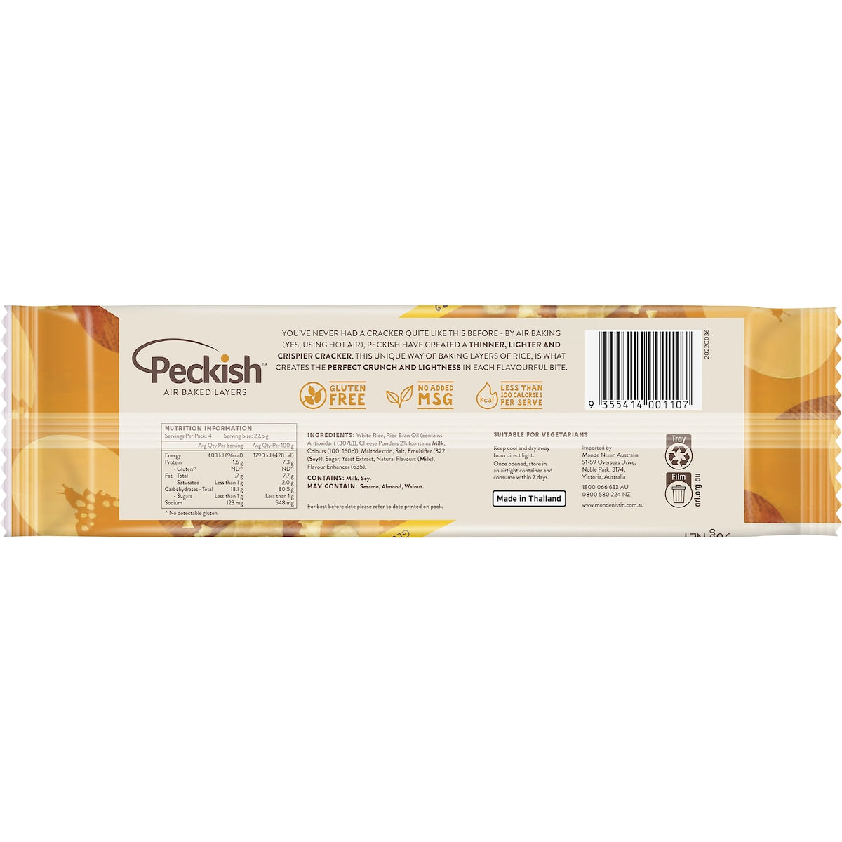 Peckish Flavoured Rice Crackers Cheddar Cheese 90g