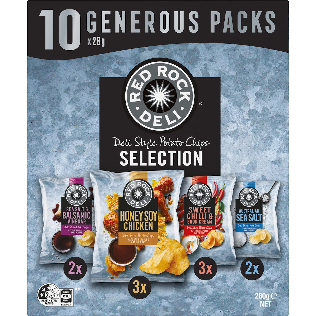 Red Rock Deli Potato Chips Multipack Variety - Deli Style 28g X10 Pack
