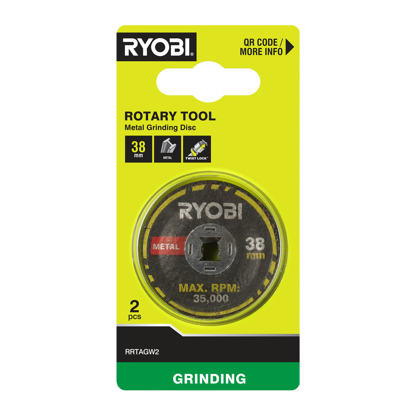 Ryobi Twist Lock Grinding Discs - 38mm - 2 Pack