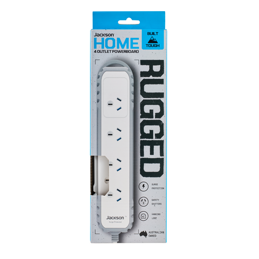 Jackson Rugged Home Powerboard - 4 Outlet - 0.9m