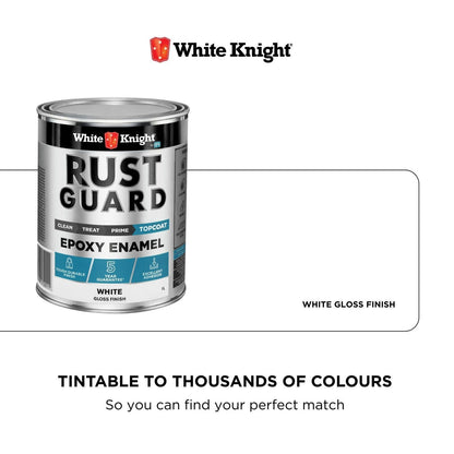 White Knight Rust Guard Epoxy Enamel Paint - 1L - White Gloss